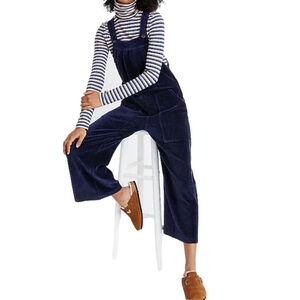 NEW Madewell Texture & Thread Oversized Velour Corduroy Overall Wide Leg Cropped